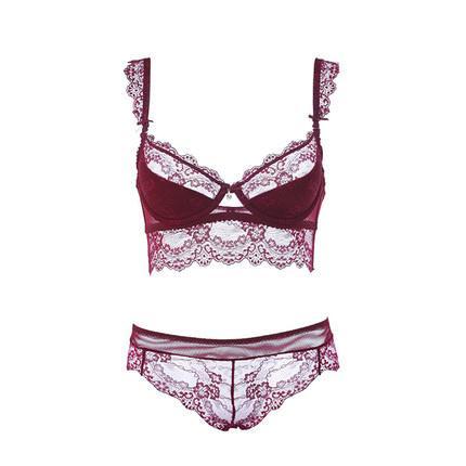LACE TRIM PADDED BRA WITH MATCHING PANTY