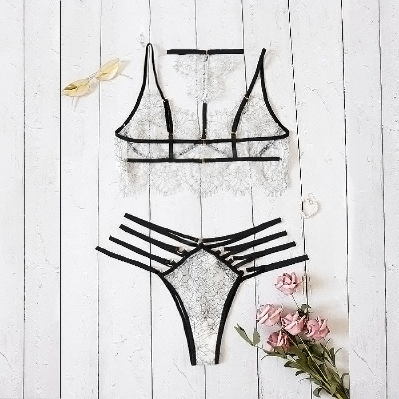 LACE HALTER SHEER LINGERIE SET