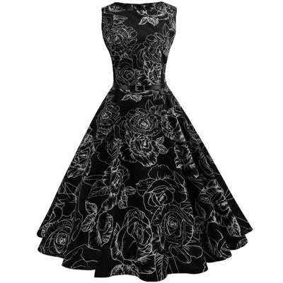 SLEEVELESS PRINTED PRINCESS DRESS
