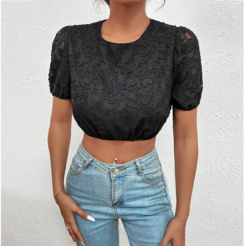 Lace Puff Crop-Top
