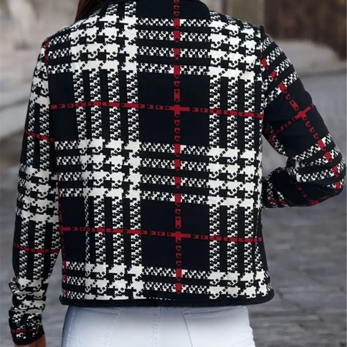 Checkered Printed Versatile Casual Jacket