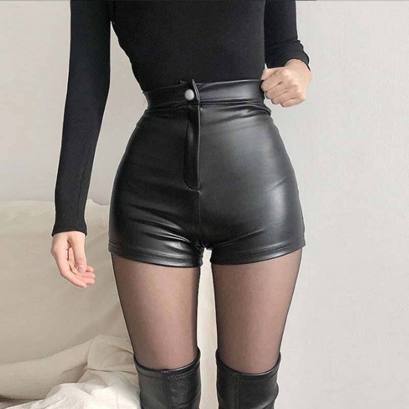 LEATHER HIGH-WAIST SHORTS