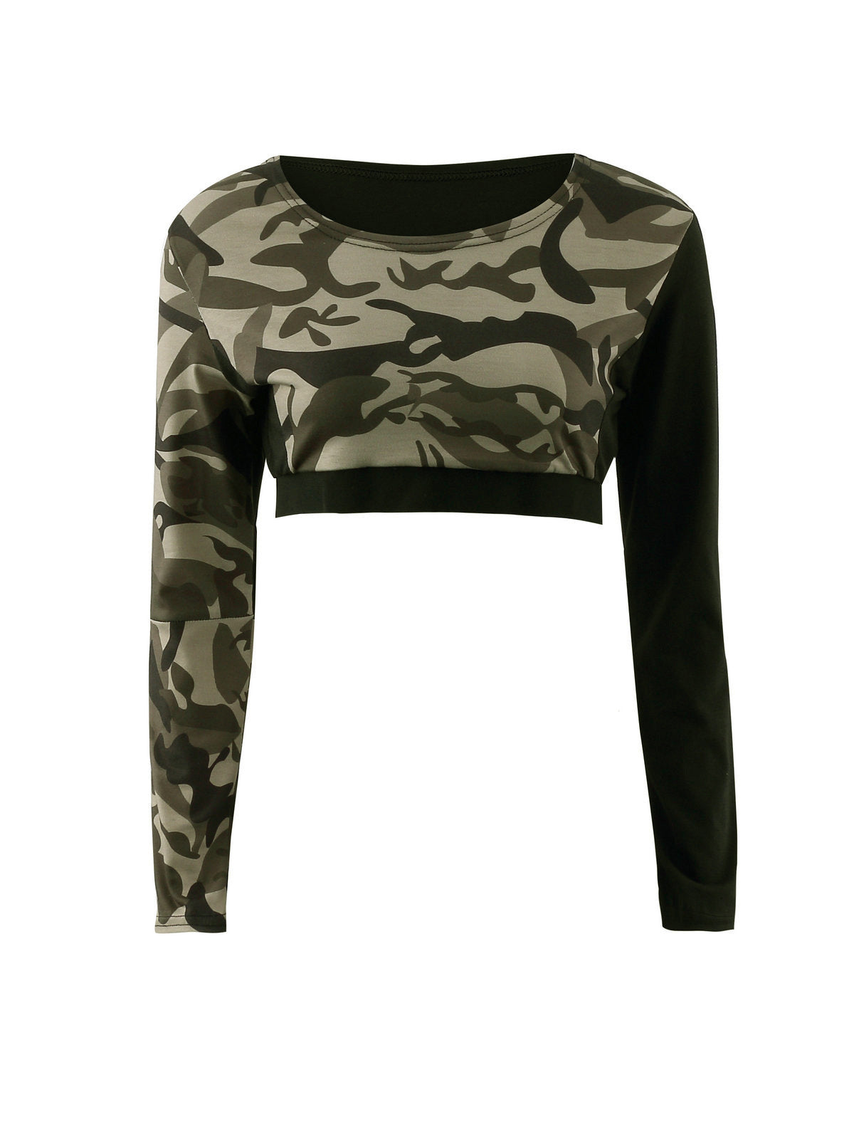 CAMOUFLAGE LONG SLEEVE CROP TOP WITH SKINNY PANTS