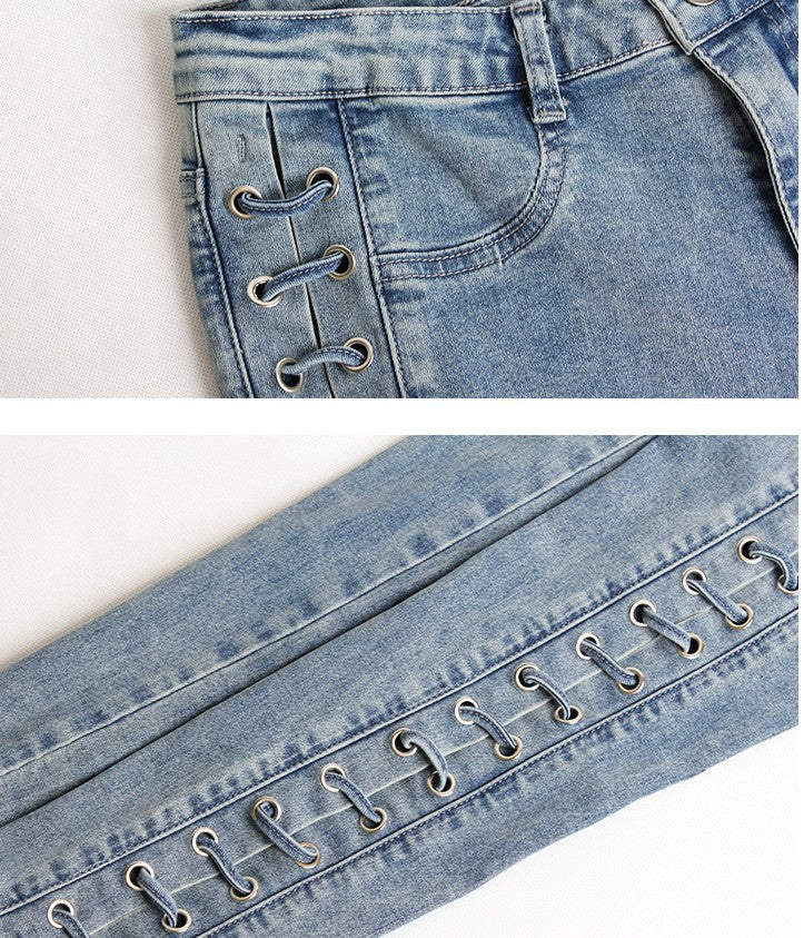 HIGH WAIST CUT-OUT SKINNY JEANS