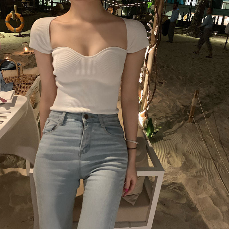 Ribbed Short Sleeve Top