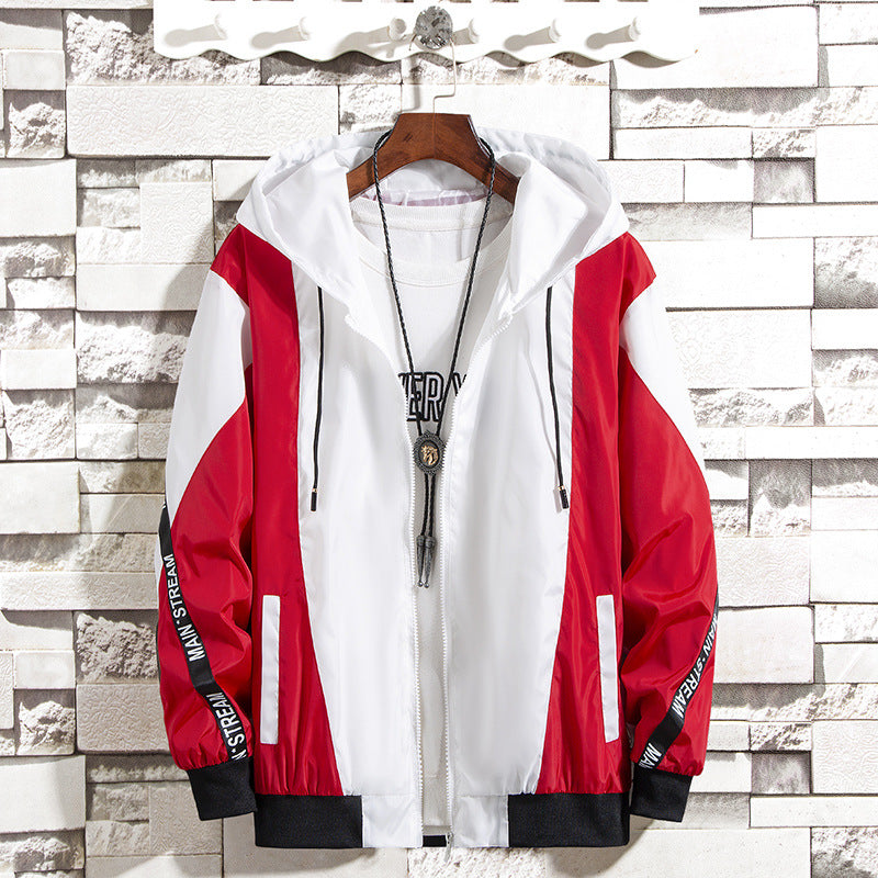 MEN'S HOODED ATHLETIC COAT TREND LOOSE CASUAL JACKET