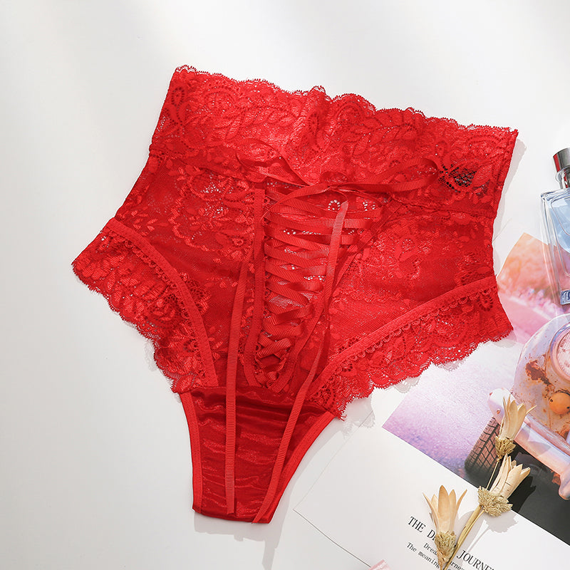 HIGH WAIST DRAWSTRING LACE PANTY