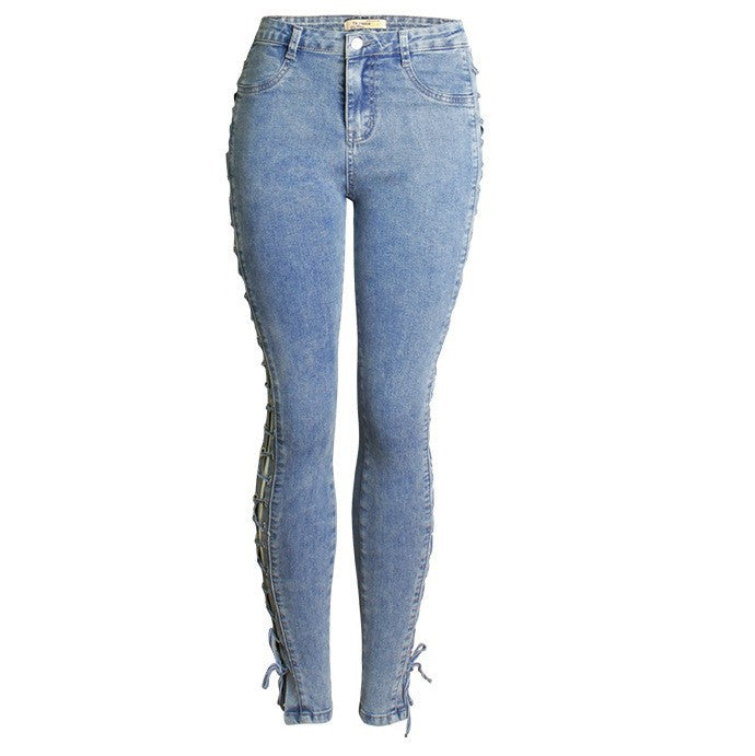 HIGH WAIST CUT-OUT SKINNY JEANS