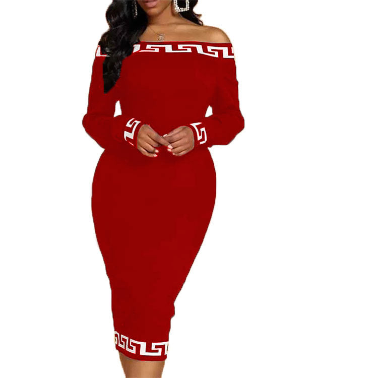 LONG SLEEVE OFF-SHOULDER BODYCON DRESS