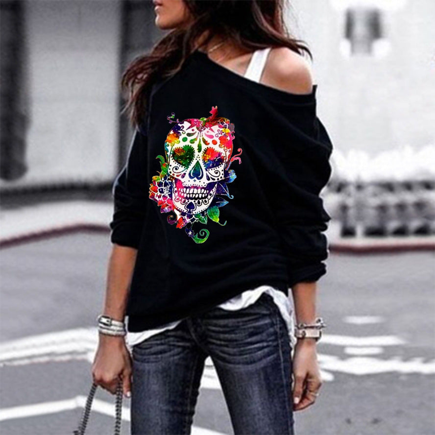 PRINTED SIDE SHOULDER SWEATER