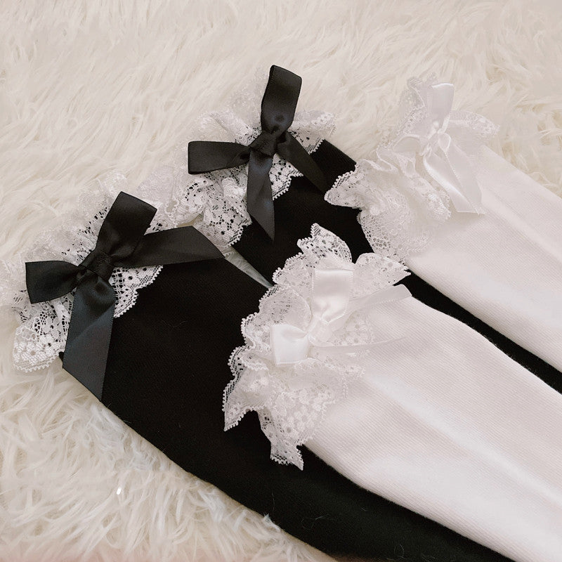 LACE OPAQUE THIGH-HIGH SOCKS