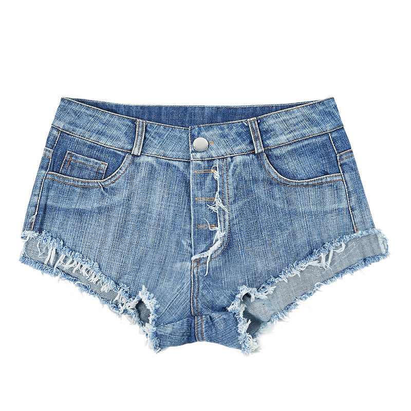 MULTI-BUTTON DENIM SHORTS
