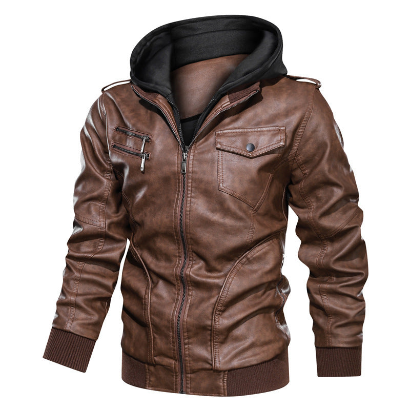 CASUAL MOTORCYCLE WINTER LEATHER JACKET