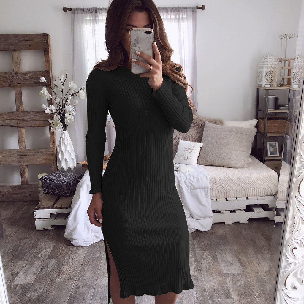 LONG SLEEVE WOOLEN DRESS