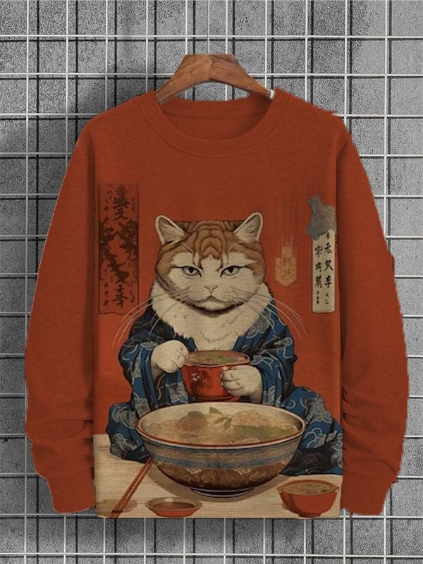 Men's Animal Printed Round Neck Casual Fashion Hoodie