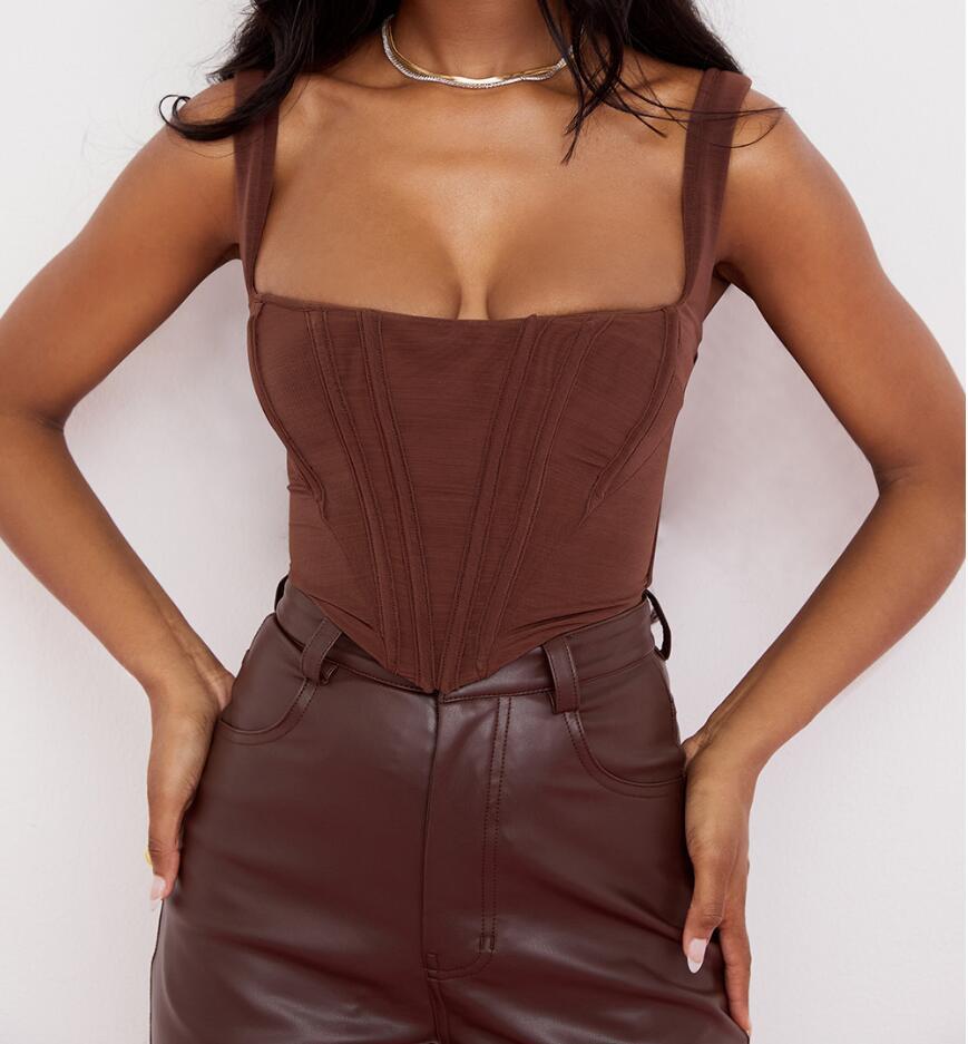 Sleeveless Zipper Corset Top