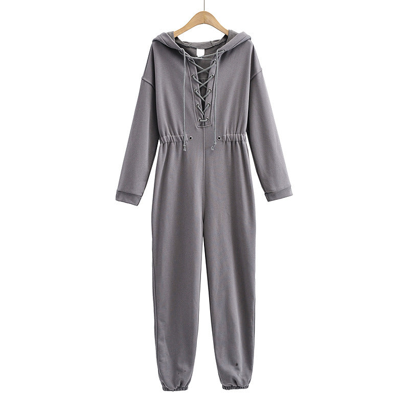 LOOSE FITTED HOODED JUMPSUIT