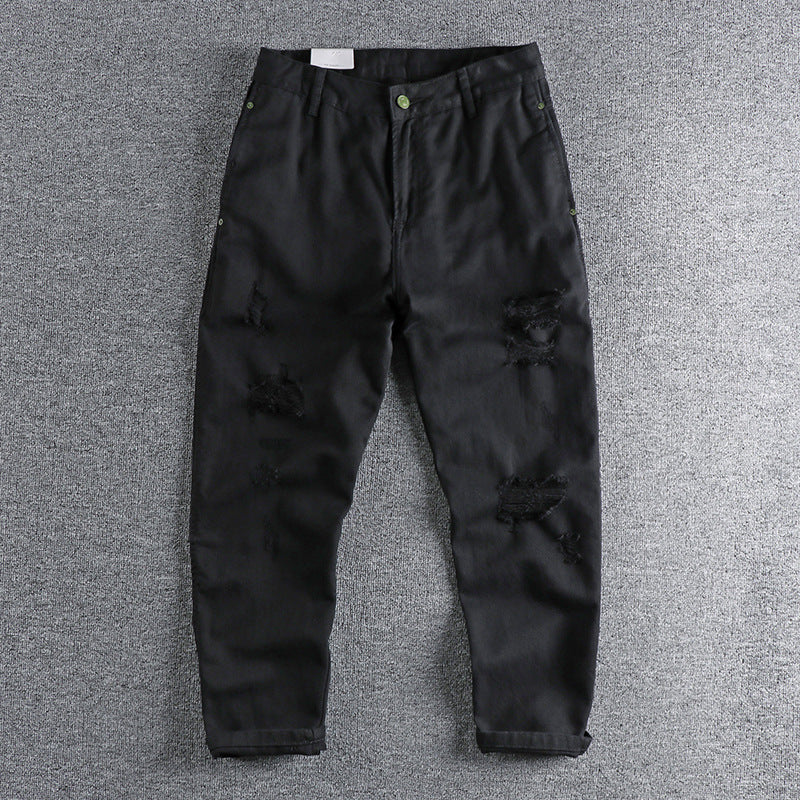 Men's Loose Washed-out Big Ripped Jeans