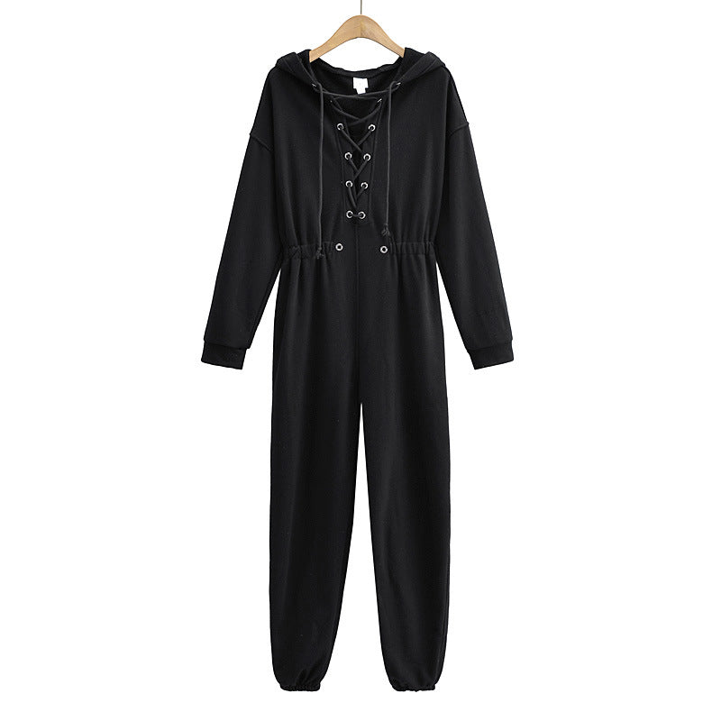 LOOSE FITTED HOODED JUMPSUIT