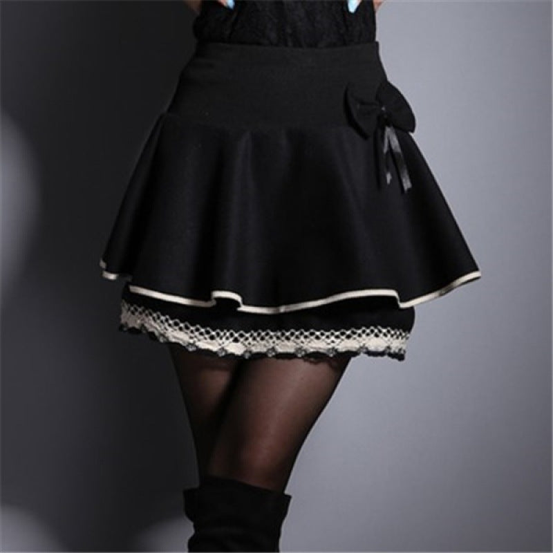 TIERED LACE TRIM SKIRT