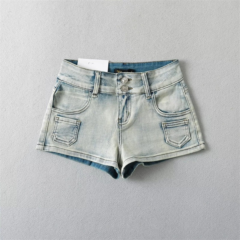 Sheath Low Waist Denim Shorts