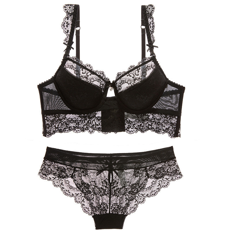 LACE TRIM PADDED BRA WITH MATCHING PANTY