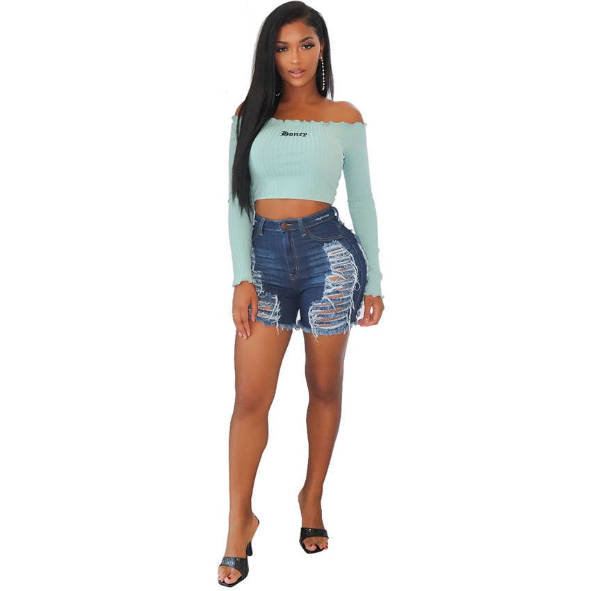 HIGH-WAIST DENIM SHORTS