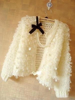 Sequined Mohair Short Sweater