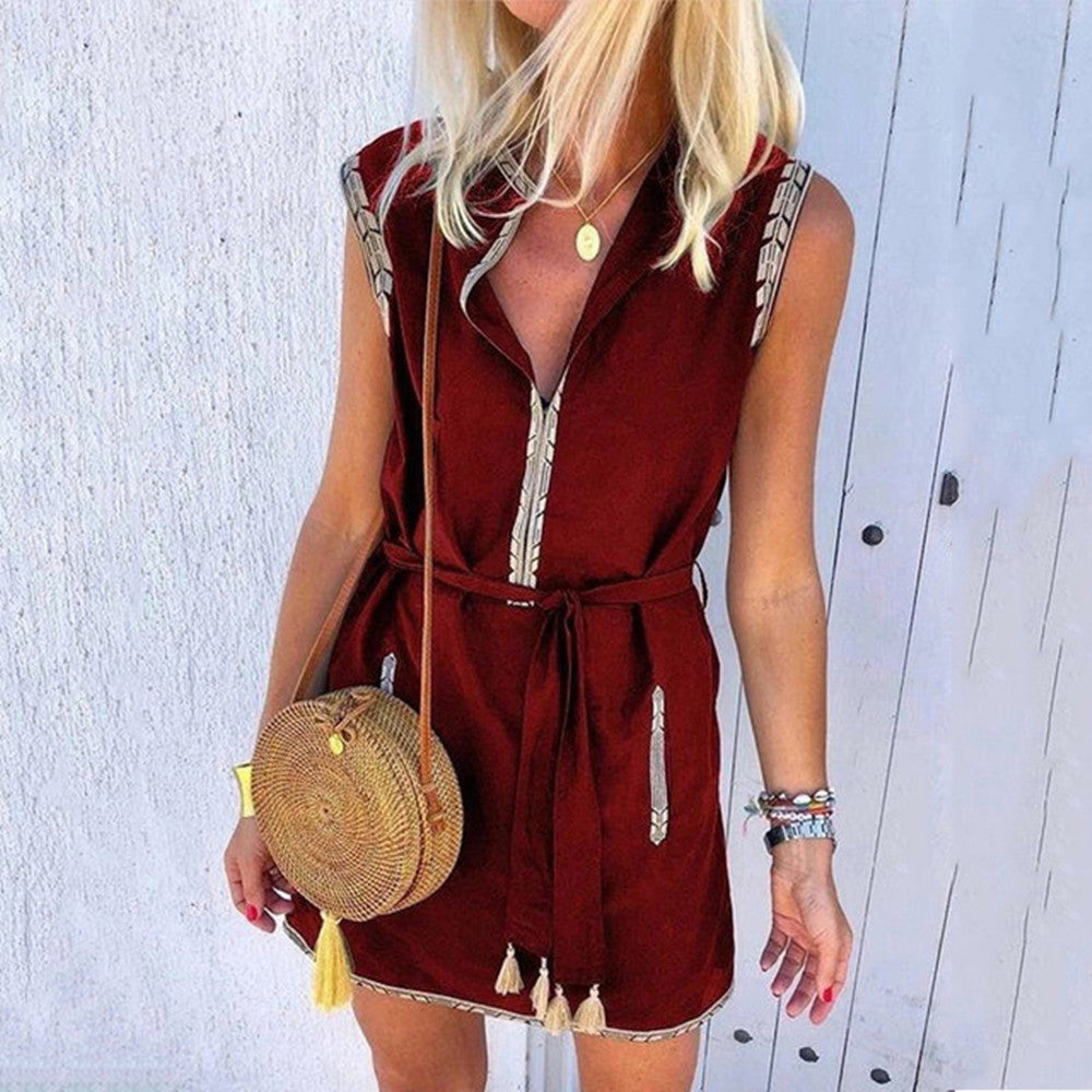 SLEEVELESS BOHO DRESS