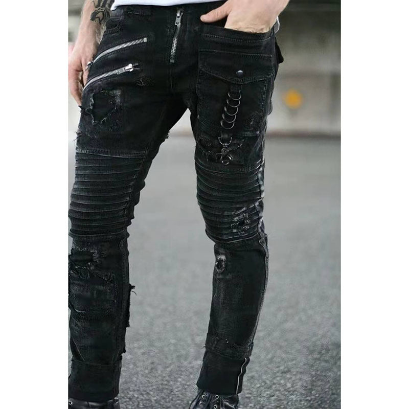 TWO ZIPPER SLIM FIT JEANS