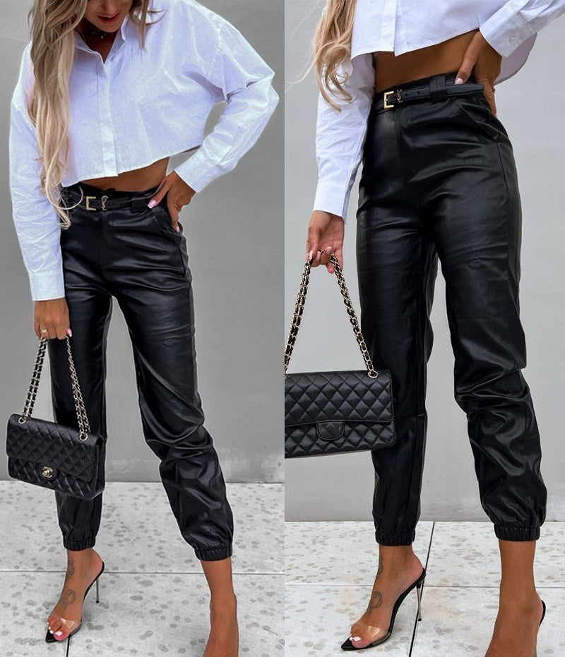 Women's Casual PU Leather Pants
