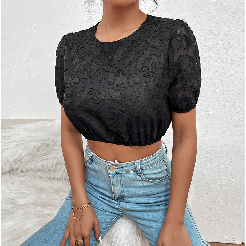 Lace Puff Crop-Top