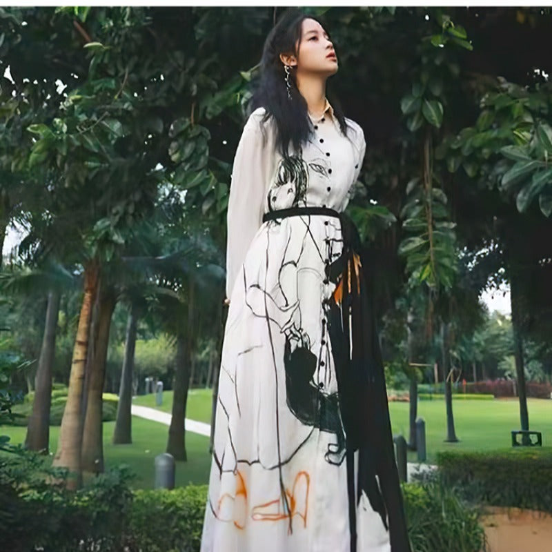 LONG SLEEVE COLLAR BUTTON-UP DRESS