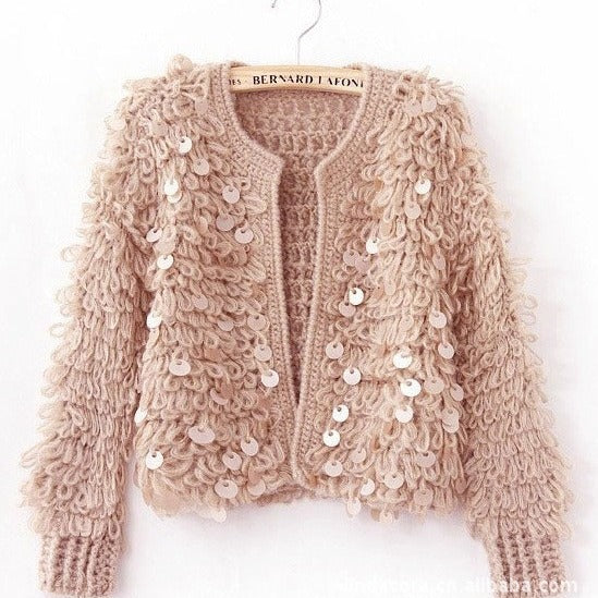 Sequined Mohair Short Sweater
