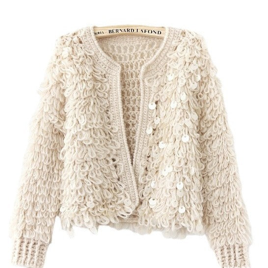 Sequined Mohair Short Sweater