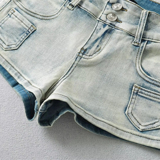 Sheath Low Waist Denim Shorts