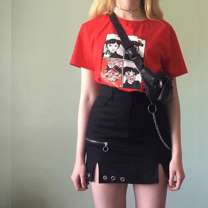 CUT-OUT SLIT SKIRT