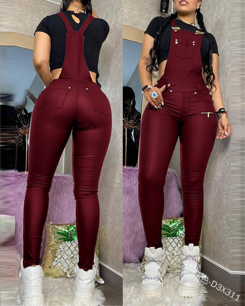 CROPPED TOP WITH DUNGAREE PANTS