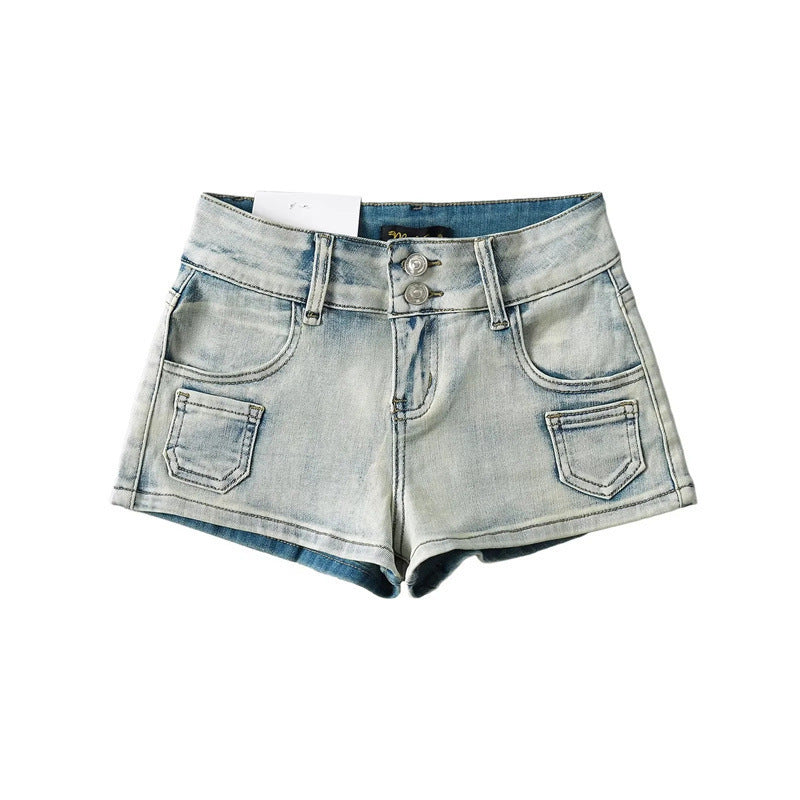 Sheath Low Waist Denim Shorts