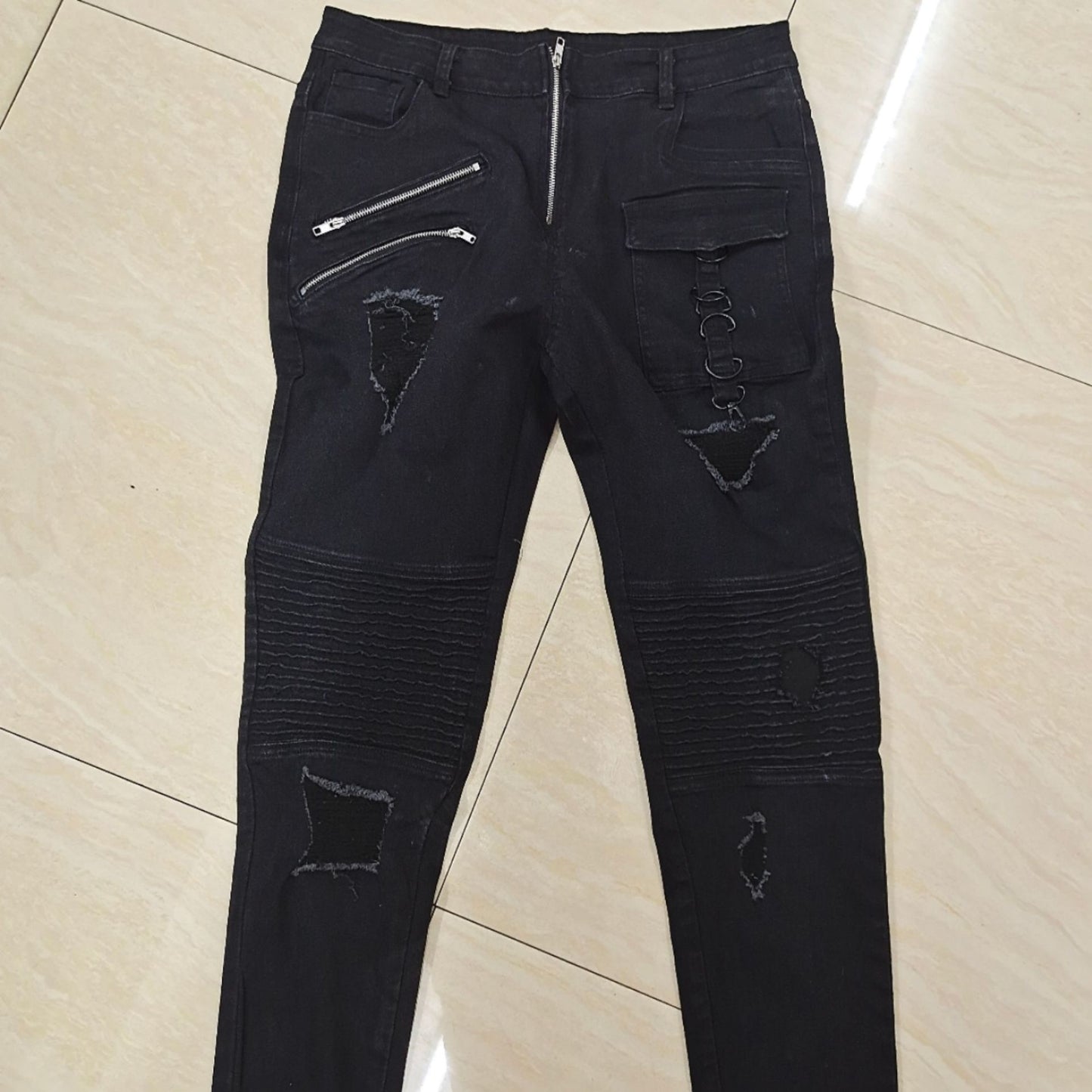 TWO ZIPPER SLIM FIT JEANS