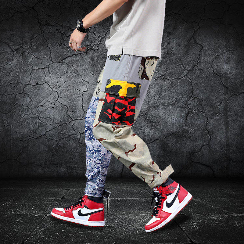 MEN'S MIXED CAMO PRINT CARGO PANTS