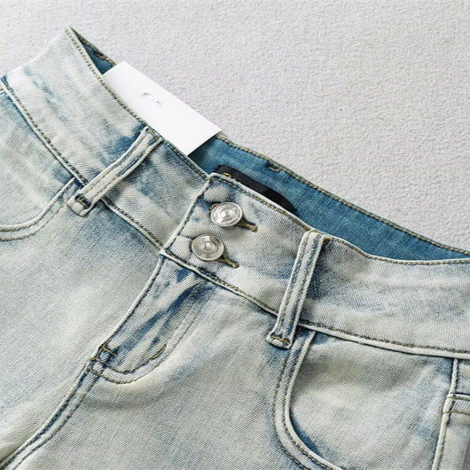 Sheath Low Waist Denim Shorts
