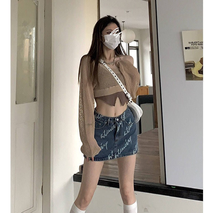 BLOUSE WITH FISHNET CROPPED TOP