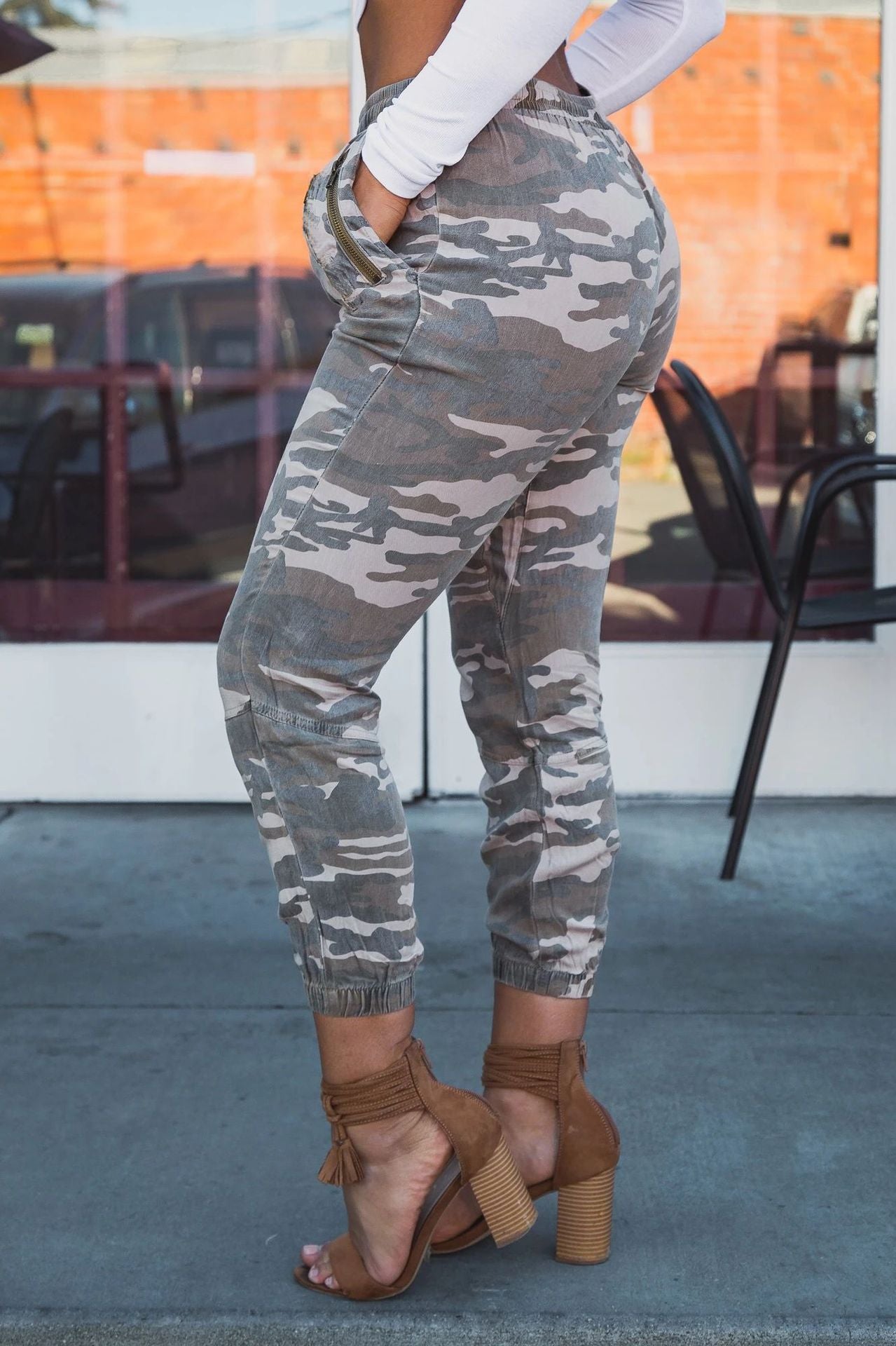 ELASTIC CAMOUFLAGE BOYFRIEND JEANS