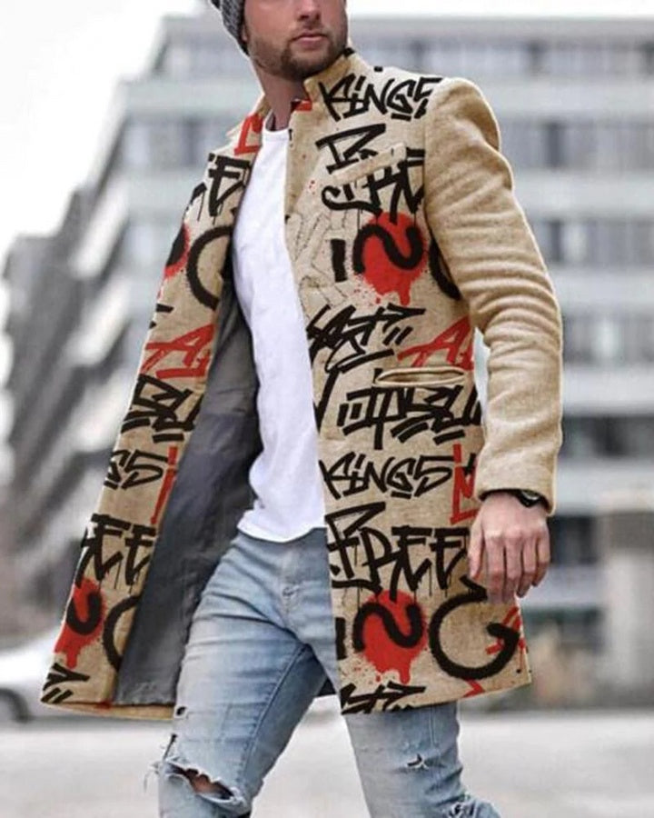 Woolen Stand Collar Medium Long Pocket Casual Coat