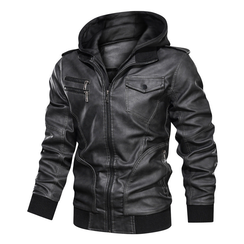 CASUAL MOTORCYCLE WINTER LEATHER JACKET