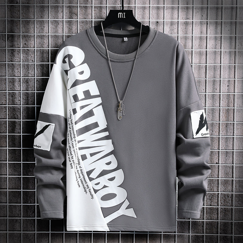 MEN'S ROUND NECK LOOSE FIT PRINTED SWEATSHIRT