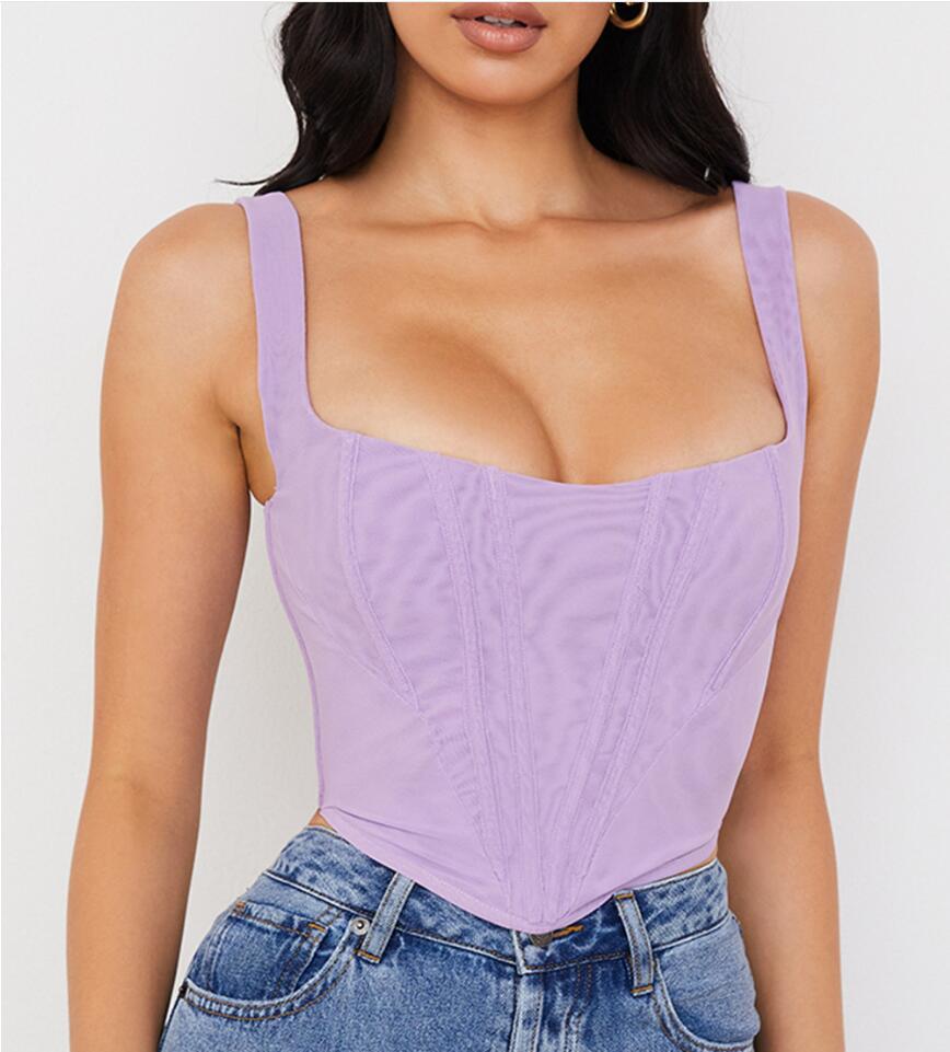 Sleeveless Zipper Corset Top