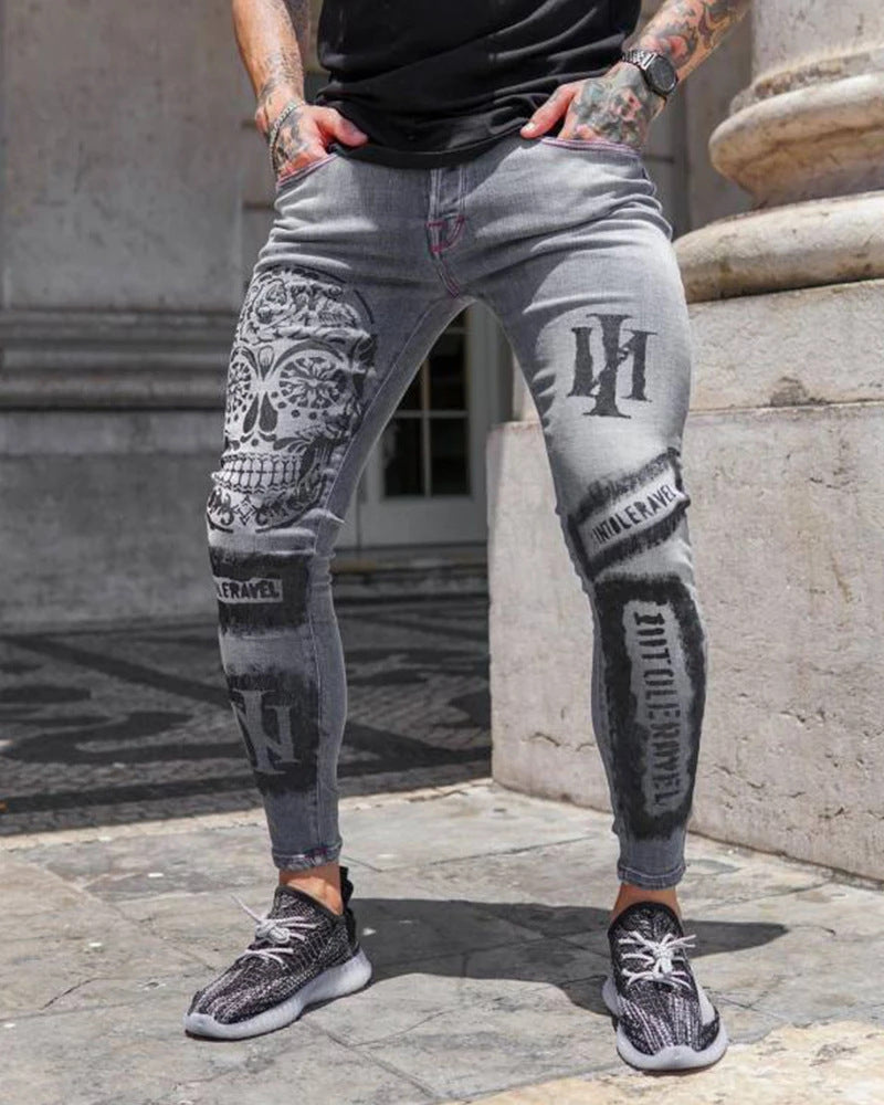 KNEE RED TORN SKIN FIT JEANS