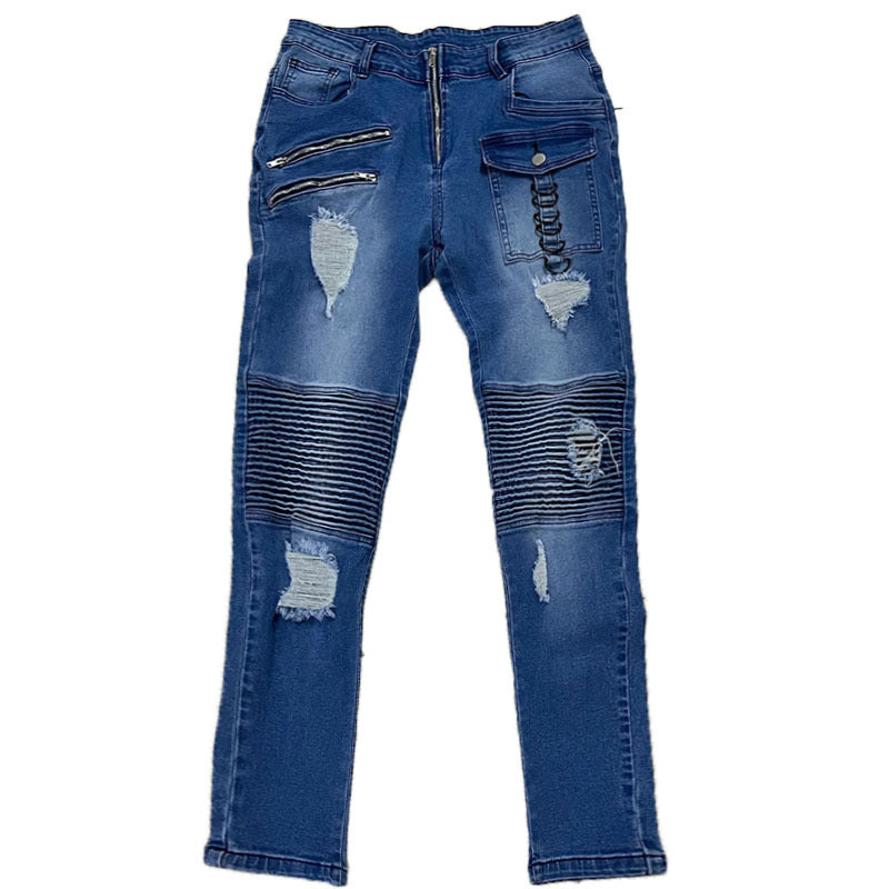 TWO ZIPPER SLIM FIT JEANS